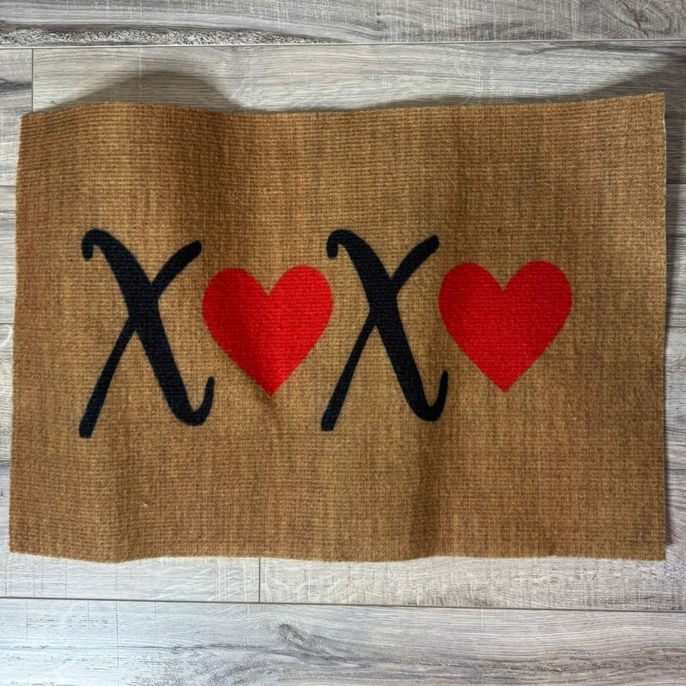 Matt floor xoxo hearts black red brown cute mat valentines love X o X o heart